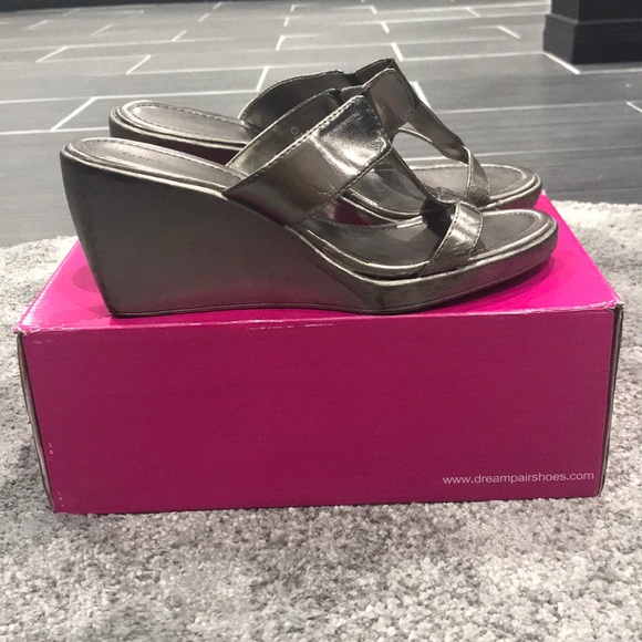 Silver Heeled Sandals Wedges - Picture 3 of 3